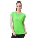 berge' Ladies Polyester Dry Fit Western Shirts & Tshirts for Women, Quick Drying & Breathable Fabric, Gym Wear Tees & Workout Tops (Neon Green Colour)