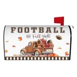 Fall Mailbox Cover 21x18 Inch, Football and Fall Y'all Post Letter Box Covers, Autumn Harvest Thanksgiving Magnetic Waterproof Mail Wraps for Outdoor Yard Garden Standard Mailbox Decor