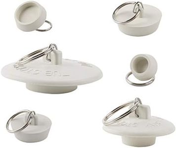 Hibbent 6 Pieces Drain Stopper, Rubber Kitchen Sink Drain, Sink Stopper Drain Plug with Pull Ring for Kitchen, Bathtub, Bathroom and Laundry Sink in 6 Different Sizes, White