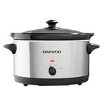 Daewoo SDA1788 6.5L Slow Cooker | Stainless Steel | 3 Heat Settings | Dishwasher Safe Pot & Lid | Power Indicator | Useful Carry Handles | Raised Feet | Manual Temperature Control | 300W, Grey