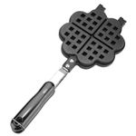 DIKSUL Non-Stick Double-Side Heart Shape Waffle Baking Pan Aluminum Alloy Waffle Mould Waffle Press Plate Waffle Maker with Long Handle Low Power Consumption Cooking Tool