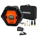 AGARO Plastic Ti2167 Digital Tyre Inflator, Cordless Rechargeable, 12V Ac/Dc, Up to 150 Psi, Led Light, Digital Display, for Car, Bike and Bicycles and Other Inflatables (Black)