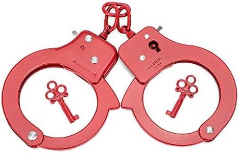 HUALIXUAN Metal Play Handcuffs, Hand Cuffs Police, Toy Handcuffs for Kids (Red)