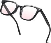 AISSWZBER Full Frame Eyewear Square Glasses Clear Lens Non Prescription for Women Men Teens, Black Gradient Pink, Black Gradient Pink