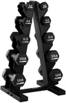 HolaHatha Neoprene Dumbbell Weights Set & Rack for Home Workout, 76 Lbs, Black