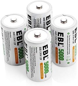 EBL 5000mAh High Capacity Ni-MH Rechargeable C Batteries, 4 Pack (Battery Case Included)