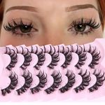 Lashes Wispy False Eyelashes Natural Fairy Fake Eyelashes Cat Eye Lashes Mink Long Strip Eyelashes Doll Manga Lashes 7 Pairs C Curl Lashes Pack by ALICROWN