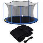 SPORTYOUTH Trampoline Replacement Safety Enclosure Net for 12ft Round Frame Trampolines w/ 6 Poles, Breathable Weather-Resistant Tear-Proof, with Adjustable Straps (NET ONLY)