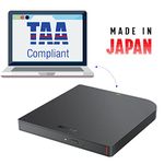 BUFFALO 6X Portable Blu-ray Drive, TAA-Compliant, Read/Write, Plays and Burns BD/DVD/CD, USB 3.2 (Gen 1) Type-A/Type-C, Compatible with Mac/PC/Win 8 / Win 10 / Win 11 / Laptop/Desktop