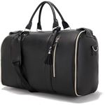 FUOCO Carry On Travel Bag, Large PU Leather Garment Duffle Bag for Women Men, Waterproof Convertible Garment Bags for Travel, 2 in 1 Hanging Suitcase Dress Suit Traveling Bag with 1 Year Warranty