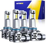 AUTOONE 9005 9006 LED Bulbs Combo 6500K Cool White, 800% Brighter HB3 HB4 Lights, 1:1 Halogen Mini Size Direct Replacement Fog Lamps, 70,000Hrs Lifespan, Plug and Play, Pack of 4