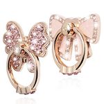 Finger Ring Stand,WATACHE 2 Pack Luxury Glitter Diamond Universal Metal Finger Ring Grip Holder Kickstand for iPhone Xs Max Xr X 8 7 6 6s Plus 5s,Galaxy S10 Plus S8 S7 S6 Note,All Smartphone (Pink/Bow)