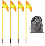 5FT Soccer Corner Flags for Soccer Field Set of 4,Spring Loaded Soccer Flags Agility Poles Soccer Training Poles,Adjustable Speed and Agility Training Equipment With Storage Bag