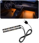 povtii Car LED Strip Light, 24 LED RGB Auto Under Dash Interior Atmosphere Lights, USB Vehicle Decorative Lamp Ambient Night Light Strip, Lighting Kit Car Accessories (Orange)