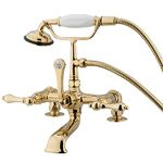 Kingston Brass CC203T2 Vintage Leg Tub Filler with Hand Shower and 2-Inch Riser, Polished Brass