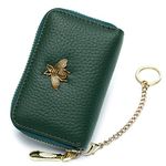 imeetu RFID Credit Card Holder, Small Leather Zipper Card Case Wallet for Women, A-Green, S, Classic