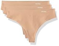 Calvin Klein Women's Invisibles Seamless Thong Panties, 3 Pack, Light Caramel 3 Pack, Medium