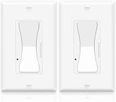 Dimmer Light Switch,Greencycle 2PK Single Pole/3 Way Dimmer Switch for Dimmable 150W LED CFL Light,600W Halogen and Incandescent,15A 120V,Neutral Wire Not Required,Residential/Commercial,ETL Listed