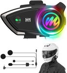 Moman Motorcycle Intercom Headset, H1 1 Pack Dirt Bike Communication System AI Voice Assistant IP67 Waterproof Compatible H4 H4Plus,Motorbike-Helmet-Wireless-Intercom-Headset