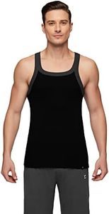 XYXX Men Tank Tops for Running, Gym, 100% Combed Cotton Vest Tank for Men, Sleeveless Workout Tank Top, Black and Dark Grey