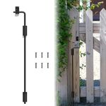 Auxdee 24 inch Gate Drop Rod, Cane Bolt for Wooden Fences Metal Gates Doors, Bolt Gate Ground Latch for Double Doors or Vinyl Fence Gates, Black Finish (1 Pack)