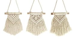 3 Pcs Macrame Woven Wall Hanging Boho Tapestry Macrame Wall Décor, Handmade Tapestry Tassel Wall Hanging Ornaments for Bedroom Nursery Apartment Dorm Party Living Room Decoration