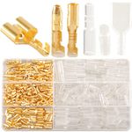 Double Bullet Connectors Kit, 320pcs 3.9mm 3.5mm Bullet Terminals with Insulation Cover, Gold Brass Bullet Wire Connectors Male and Female Crimp Terminals, Automotive Motorcycle Electrical Connectors