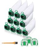 Pack of 10 Vacuum Cleaner Bags for Vorwerk Kobold VB100 FP 100 Premium Filter Bags with Motor Protection Filter and Cleaning Brush Replacement Dust Bags for Kobold VB100 Cordless Vacuum Cleaner