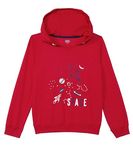 Amazon Brand - Jam & Honey Polyester Boys Cotton Hooded Neck Lightweight Regular Sweatshirt (Jhaw19Bswt926_Red_9-10 Year_Red 3_9 Years-10 Years)