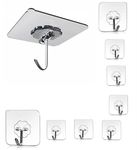 PGLY Adhesive Hooks Kitchen Wall Hooks - Heavy Duty 13.2lb(Max) Nail Free Sticky Hangers with Stainless Seamless Hooks Utility Towel Bath Ceiling Hooks
