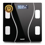 beatXP Black Art Weighing Machine with Backlit LCD Panel & 5mm Thick Tempered Glass, Weight Machine for Body Weight with 2 Year Warranty