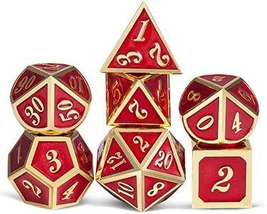 Ruby Red Metal Dice for DND, Heavy Full Set of Polyhedral Tabletop Games Dice Set with Free Metal Case for Dungeons and Dragons RPG D&D and Table Games