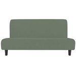 Easy-Going Stretch Sofa Slipcover Armless Sofa Cover Furniture Protector Without Armrests Slipcover Soft with Elastic Bottom for Kids Spandex Jacquard Fabric Small Checks(Futon,Greyish Green)