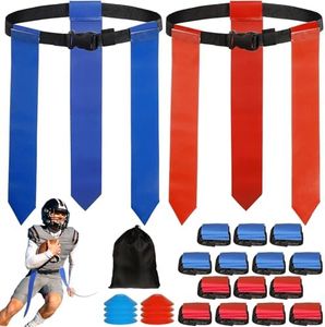 Flag Football Belts, 14 Player Adjustable Flag Football Set with 42 Flags, 8 Cones Flag Football Belts and Flags for Youth Adults Training