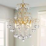 WUZUPS Crystal Chandelier 5-Light Pendant Ceiling Light Modern Lighting Fixture for Bedroom Hallway Bar Kitchen Bathroom, H 22.6'' x W 19.2'', E12 Base, Gold