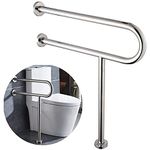 NArra Handicap Grab Bar, Toilet Grab Rail with Leg, Wall Mounted Bathroom Safety Handrail, 23.6 Inch /600mm Stainless Steel Toilet bar Provides Safety Grip for Seniors, Pregnant Women and Disability