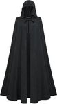 Renaissance Hooded Cape Cloak Halloween Costume Black