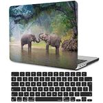 Hard Cover Compatible with MacBook Pro 13 Inch Case 2012 2013 2014 2015 Release Model A1425 A1502, Plastic Laptop Cover & Keyboard Skin for MacBook 13.3" with Retina Display, Joyful Elephant