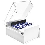 Acrimet 5'' X 8'' Card File Holder Organizer Metal Base Heavy Duty (AZ Index Cards 205mm width x 138mm height and Divider Included) (White Color with Clear Crystal Plastic Lid Cover)
