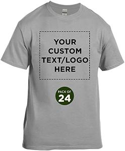 Gildan Heavy Cotton T-Shirt - Customizable Text, Logo - 24-Pack Plain - Plain Men's Heavy Weight Shirt - Sport Grey