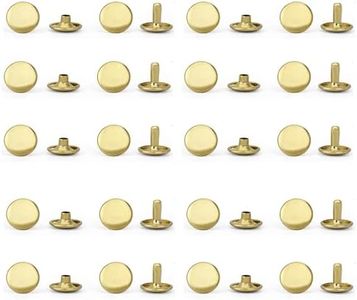 WUTA 100 Sets Sewing Snaps Solid Brass Snap Fasteners Press Studs Poppers Clothing Bag Jacket Leather Craft Buttons for Clothes, Jackets, Jeans Wears, Bracelets, Bags, Brass (8mm/0.31 inch)