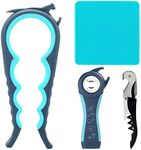 Latest Jar Opener Bottle Opener for Seniors with Arthritis,Weak Hands, Jar Lid Opener Tool with Rubber Jar Gripper Pad and Corkscrew Wine Opener