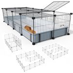 BUCATSTATE Guinea Pig Cages for 2, 20 Panels Guinea Pigs Playpen with Waterproof Mat, 140L x 60W x 30H Metal Rabbit Cage Indoor C&C Cage for Hedgehogs, Quail, Chickens