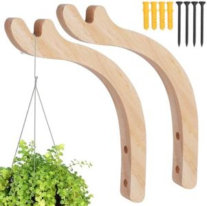 Paquet 2 Crochets pour Plantes Suspendues, Jardinières Murales en Bois pour Plantes D'intérieur, Cintre pour Plantes D'intérieur Robuste pour Lanternes, Support Fleurs, Carillons éoliens, Jardinière