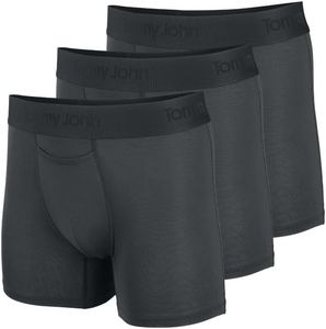 Tommy John Men's Trunk 4” Underwear, Second Skin Boxers with Supportive Contour Pouch, Soft Naturally Breathable Stretch Fabric Boxers for Men, Turbulence Grey - 3 Pack, Small