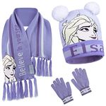 Disney Beanie Hat Scarf and Gloves Set Kids, Frozen Gifts for Girls