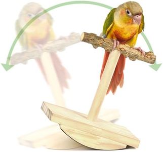 Wooden Bird Toy Perch Stand Parakeet Swing Bird Perch with Anti-Slip Rubber Sticker & Install Tools Parrot Rocking Training Stand Natural for Budgie, Parakeets, Cockatiel, Conure, Lovebird