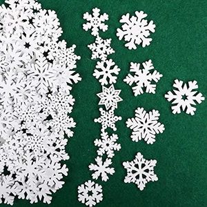 VINFUTUR 100pcs Flocons de Neige Décorations de Noël Ornement Suspendu Décorations de Fenêtre d'arbre de Noël pour l'Artisanat Bricolage Mariage - Blanc