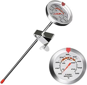 Candy Thermometer Deep Fry/Jam/Sugar/Syrup/Jelly Thermometer with Stainless Steel Large 2" Dial & 9" Accurate Sensitive Long Probe Oil Thermometer Cooking Thermometer