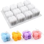 BAKEMO Bubble Candle Cube Mould | Silicone 12 Cavity Small Bubble Candle Mold for DIY Candle| 3D Bubble Epoxy Mould | Bubble Resin Art Mold Decorative DIY 3D Candle Making | Fondant Wax Mould -PK1